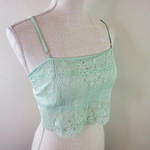 Savage X Fenty Womens Green Mist Deco Glass Lace Sleep Cami